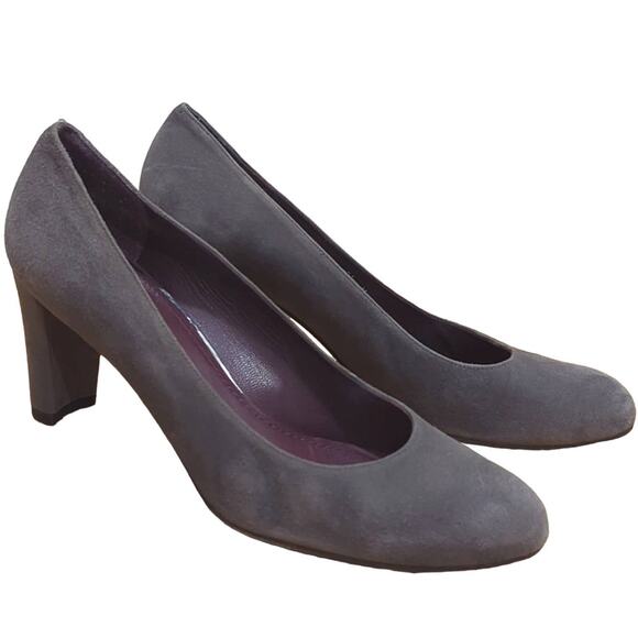 Stuart Weitzman Shoes - Stuart Weitzman Vida Grey Suede Heels Women's 8.5 Office Mature Formal Pumps
